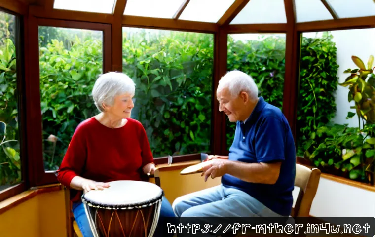 음악테라피사 실기 - Photorealistic French music therapy practical assessment in a bright conservatory-style therapy room...